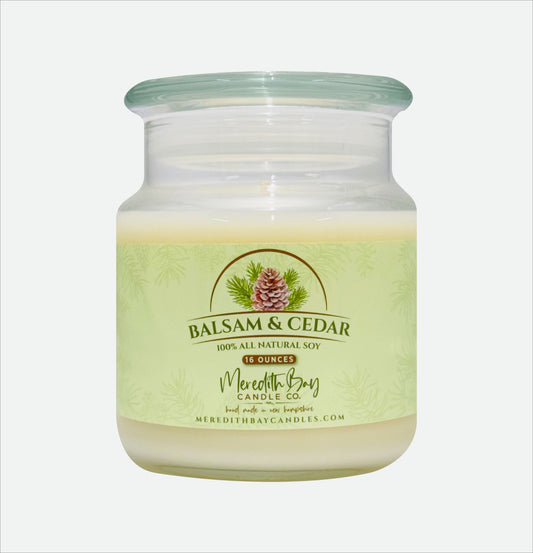 Balsam & Cedar Soy Candle Soy Candle Meredith Bay Candle Co 16.0 Oz