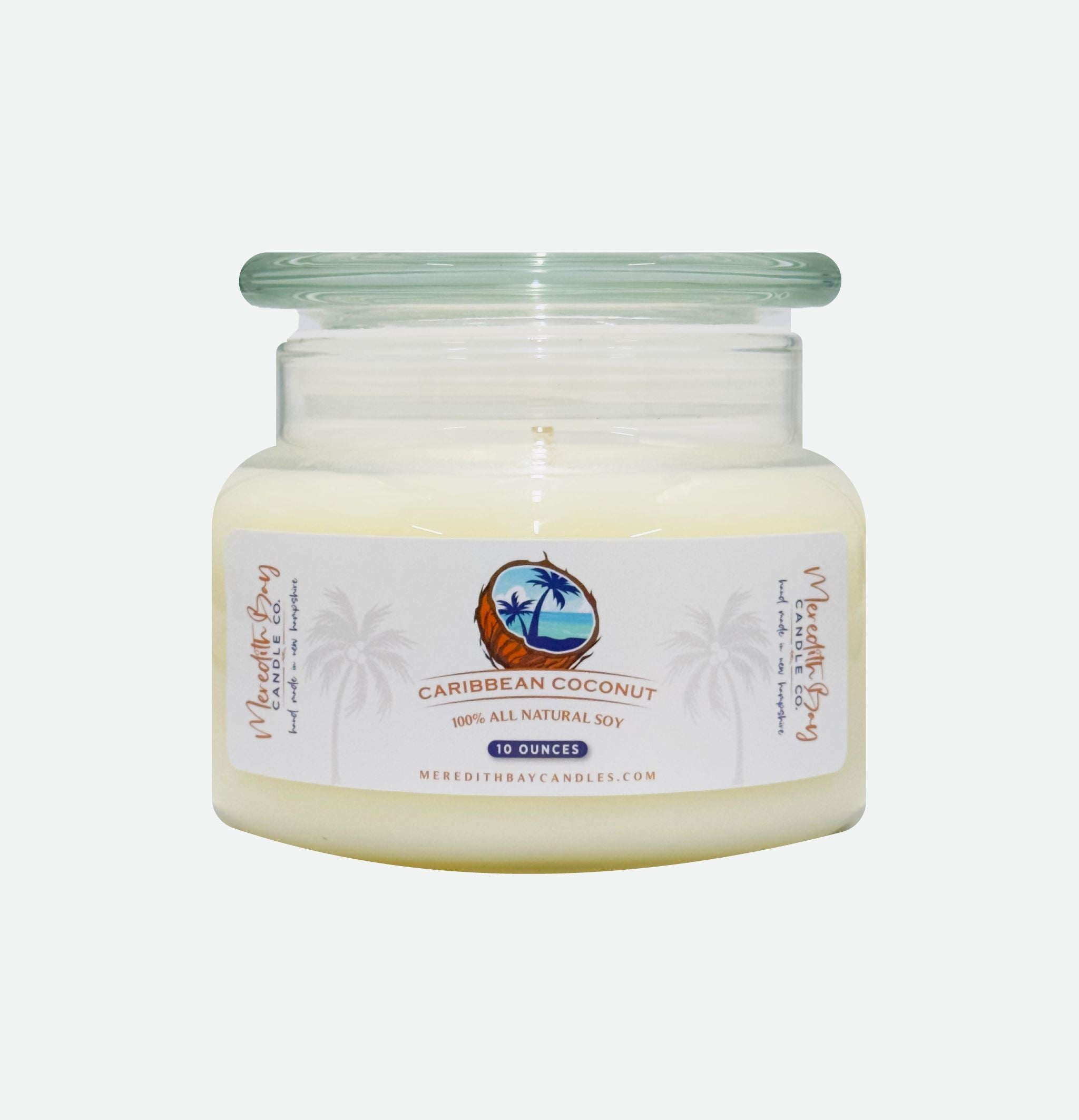 Caribbean Coconut Soy Candle Meredith Bay Candle Co 10 Oz