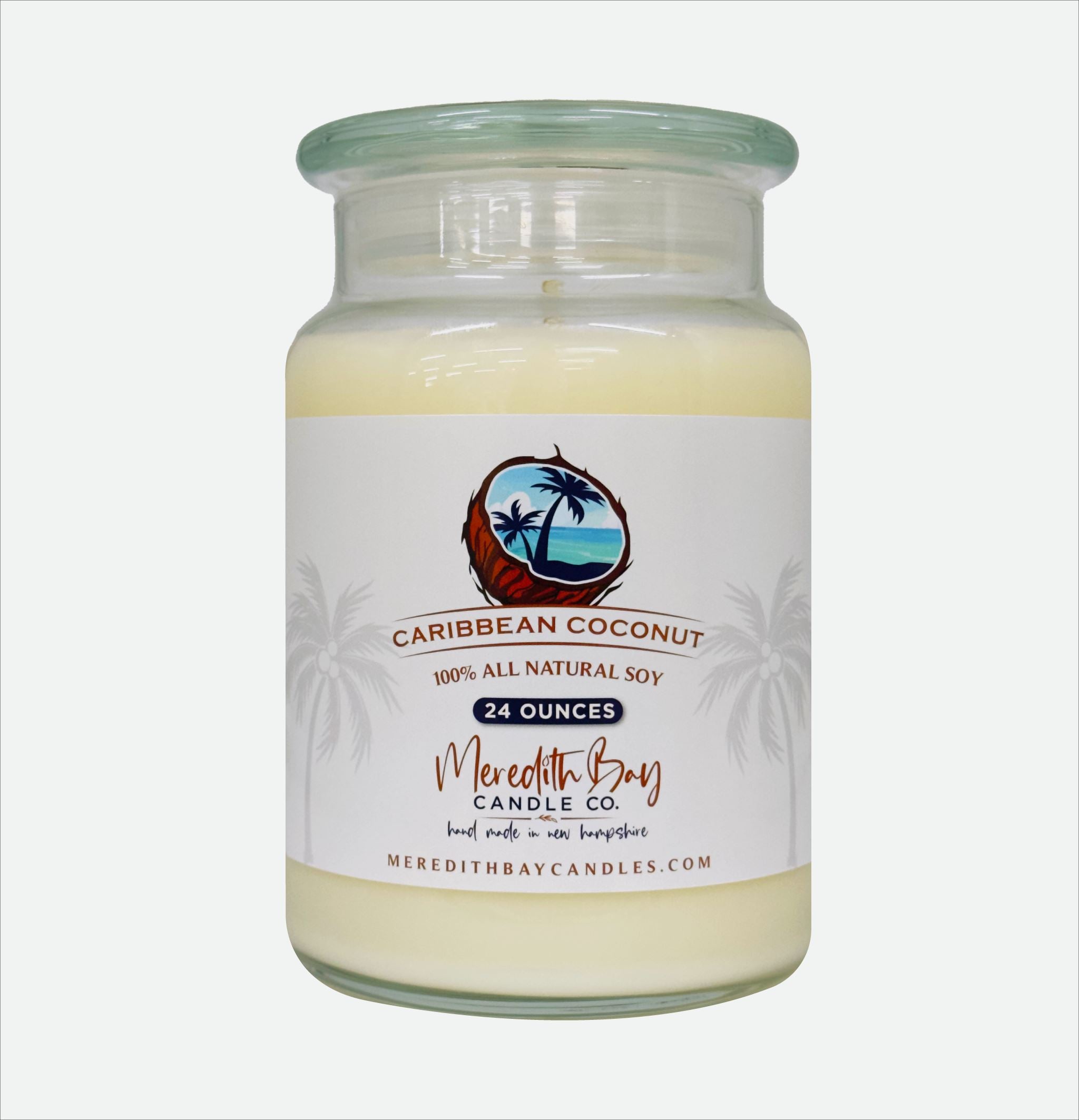 Caribbean Coconut Soy Candle Meredith Bay Candle Co 24 Oz