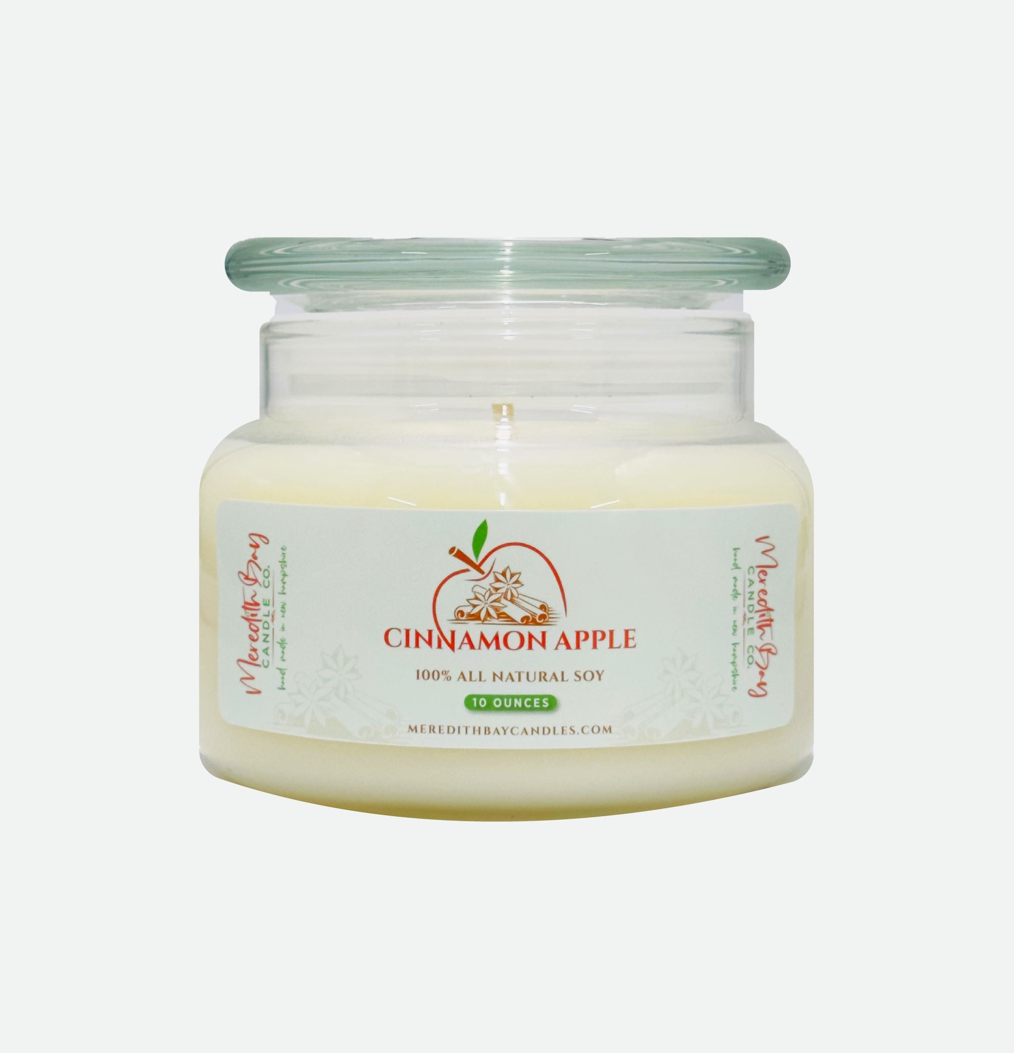 Cinnamon Apple Soy Candle Meredith Bay Candle Co 10 Oz