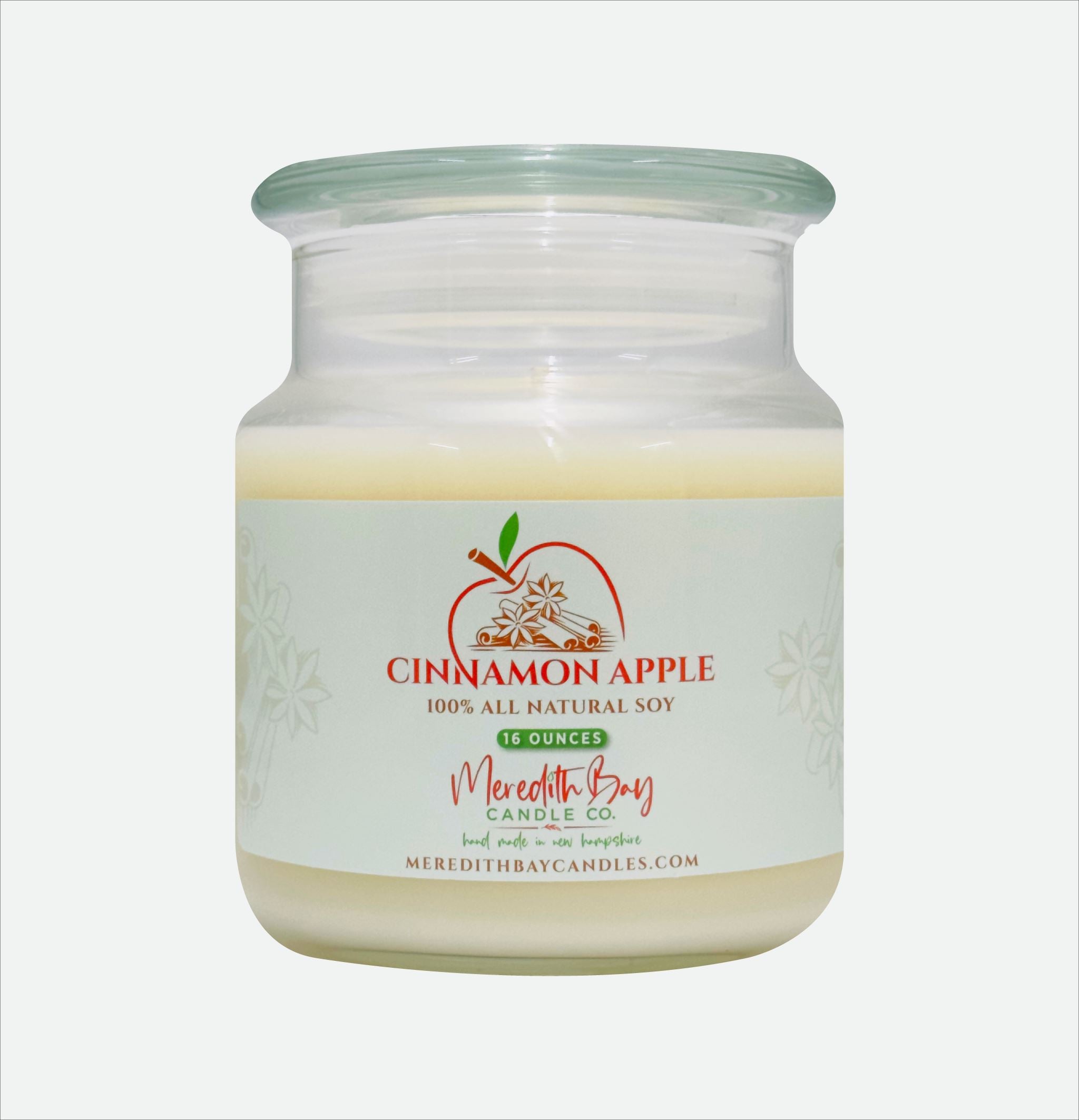 Cinnamon Apple Soy Candle Meredith Bay Candle Co 16 Oz Jar