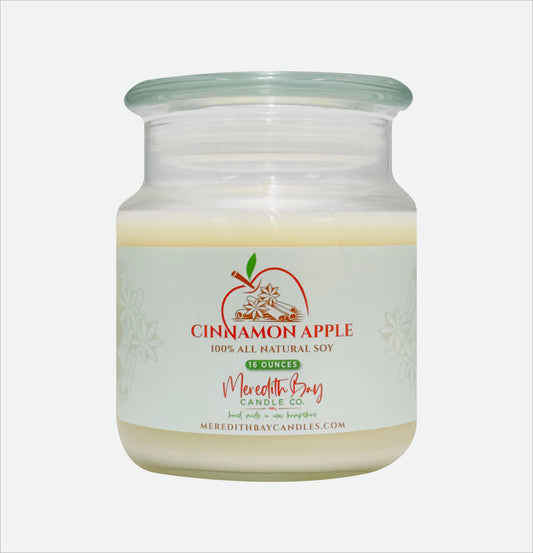 Cinnamon Apple Soy Candle Meredith Bay Candle Co 16 Oz Jar