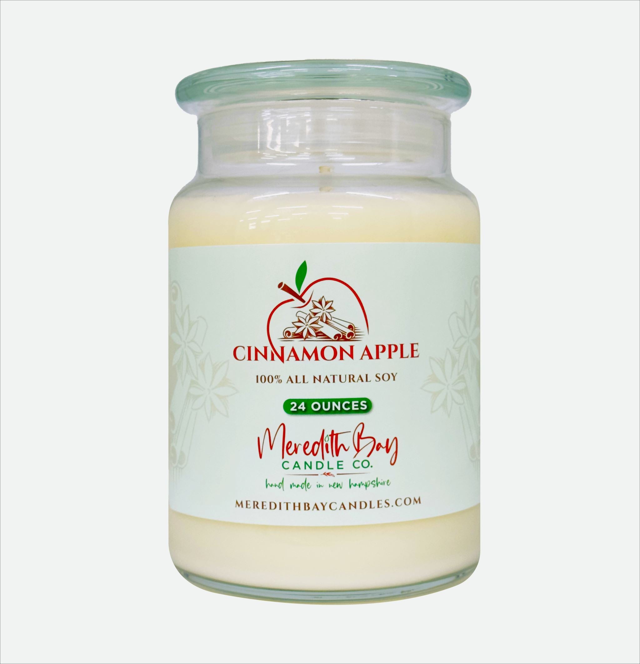 Cinnamon Apple Soy Candle Meredith Bay Candle Co 24 Oz