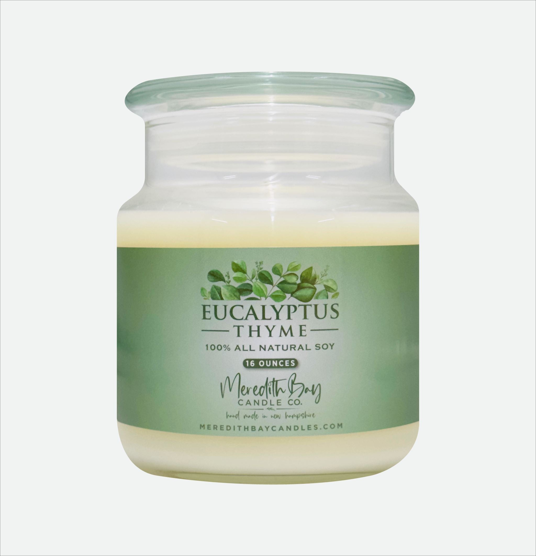 Eucalyptus Thyme Soy Candle Meredith Bay Candle Co 16 Oz