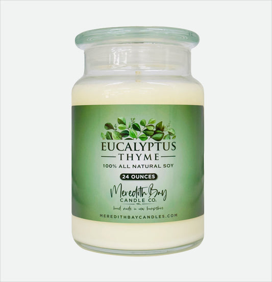 Eucalyptus Thyme Soy Candle Meredith Bay Candle Co 24 Oz
