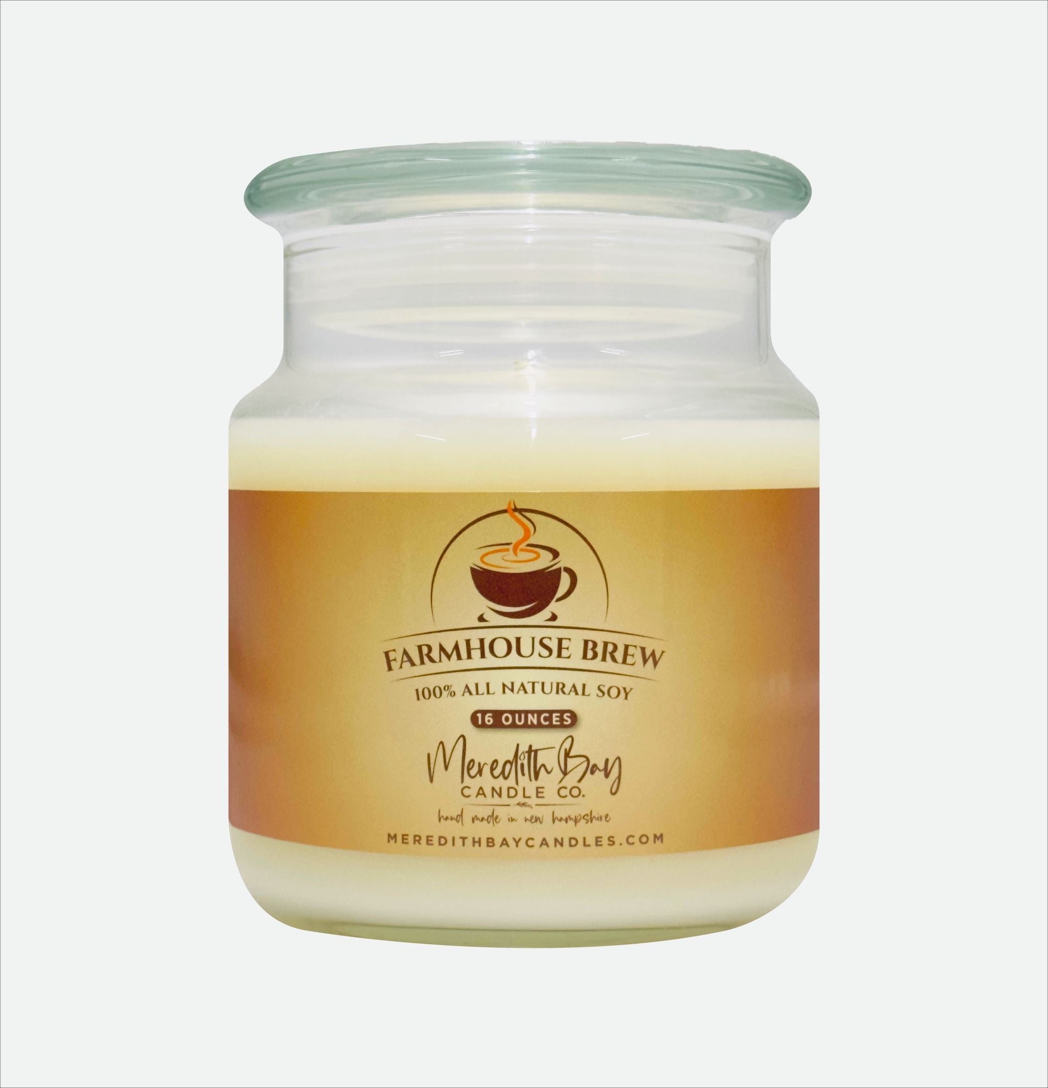 Farmhouse Brew Soy Candle Meredith Bay Candle Co 16 Oz Jar