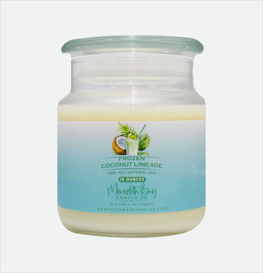 Frozen Coconut Limeade Soy Candle Meredith Bay Candle Co 16.0 Oz