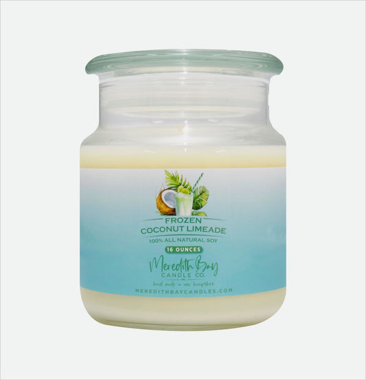 Frozen Coconut Limeade Soy Candle Meredith Bay Candle Co 16.0 Oz 