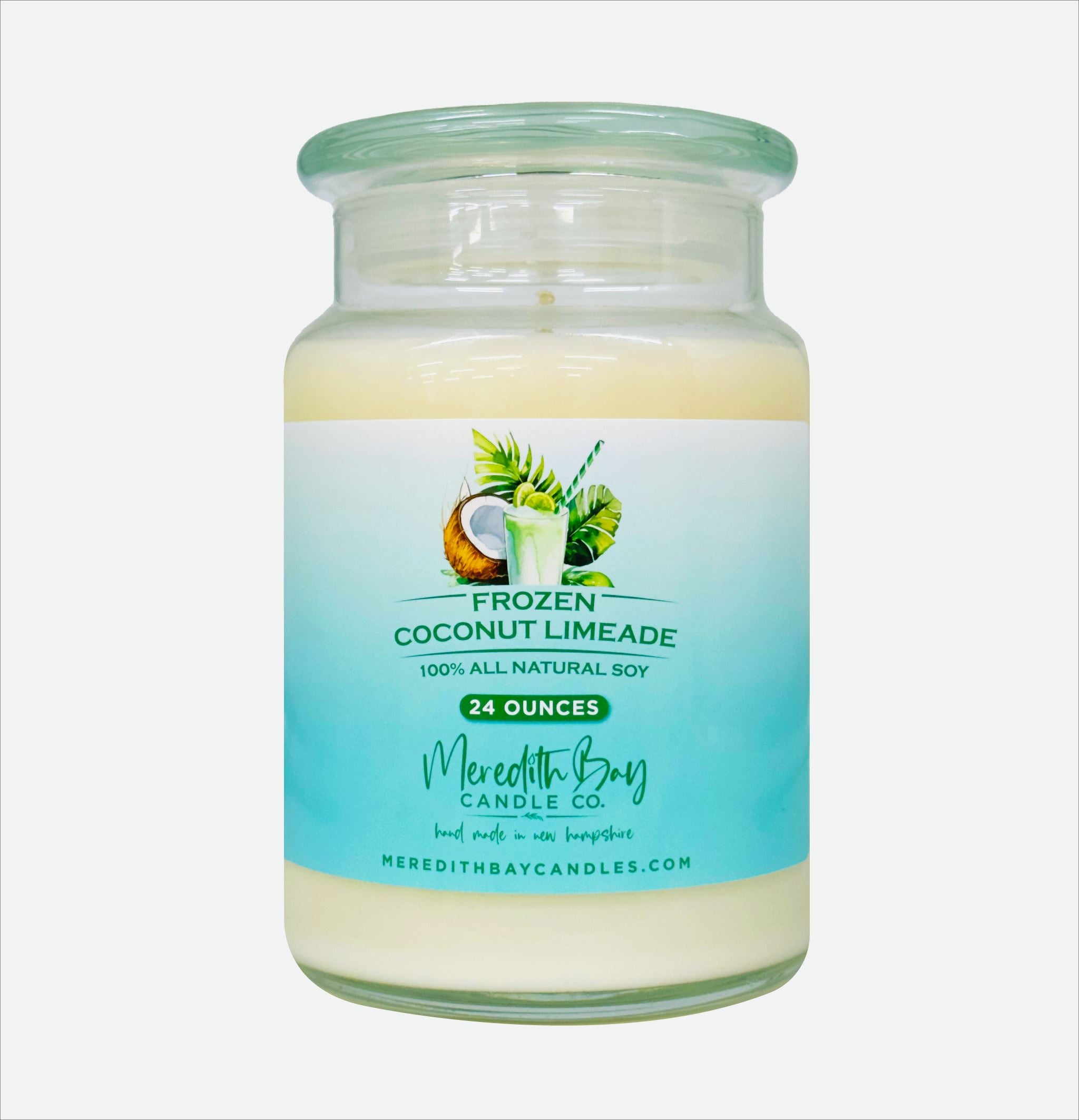 Frozen Coconut Limeade Soy Candle Meredith Bay Candle Co 24.0 Oz