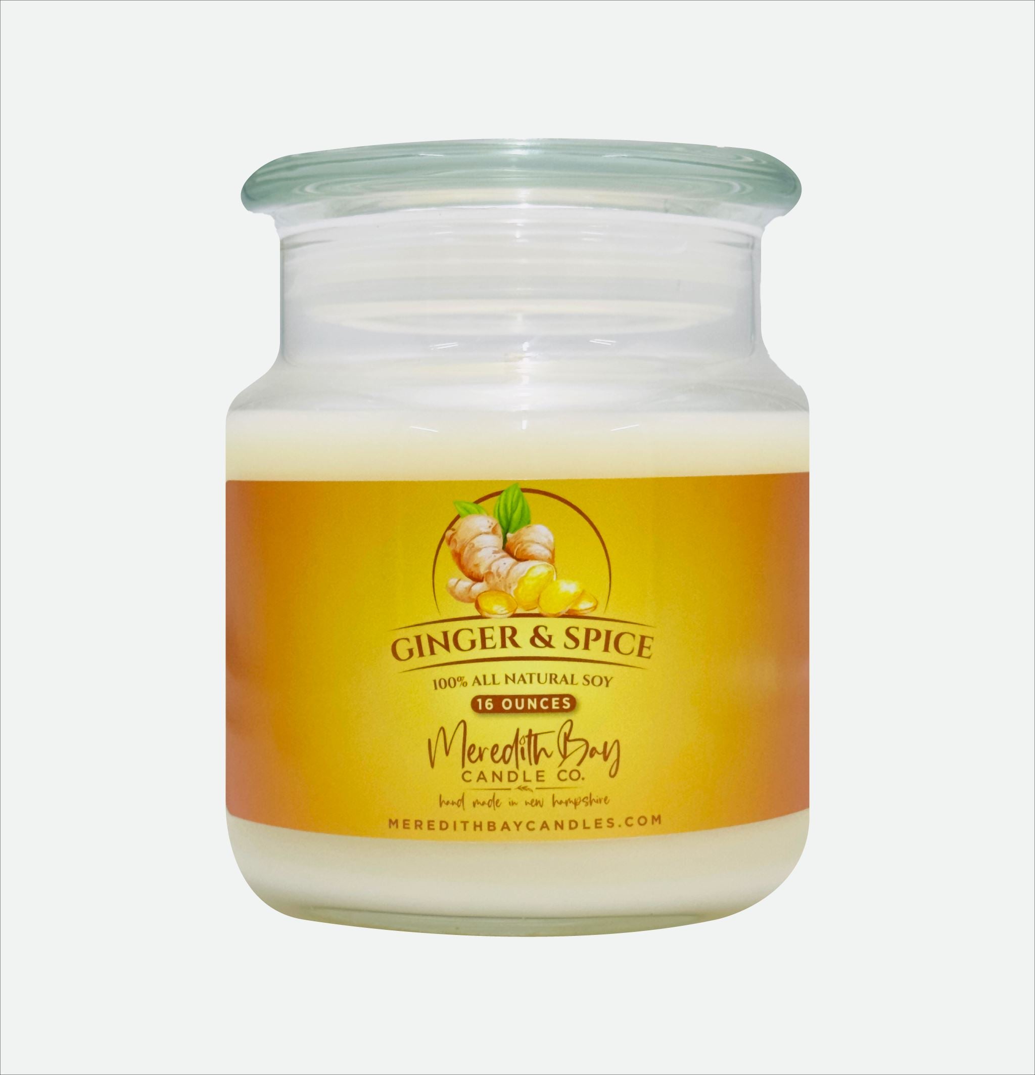 Ginger & Spice Soy Candle Meredith Bay Candle Co 16.0 Oz