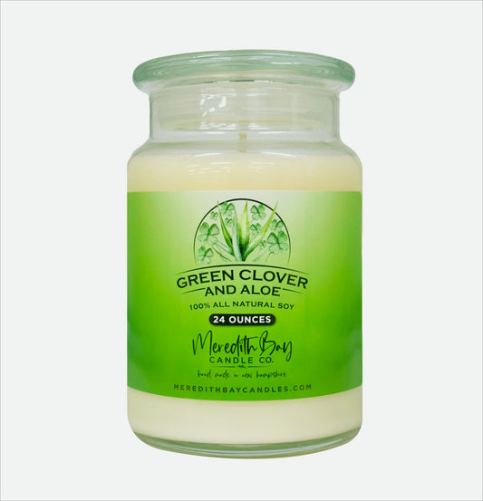 Green Clover & Aloe Soy Candle Meredith Bay Candle Co 24 Oz