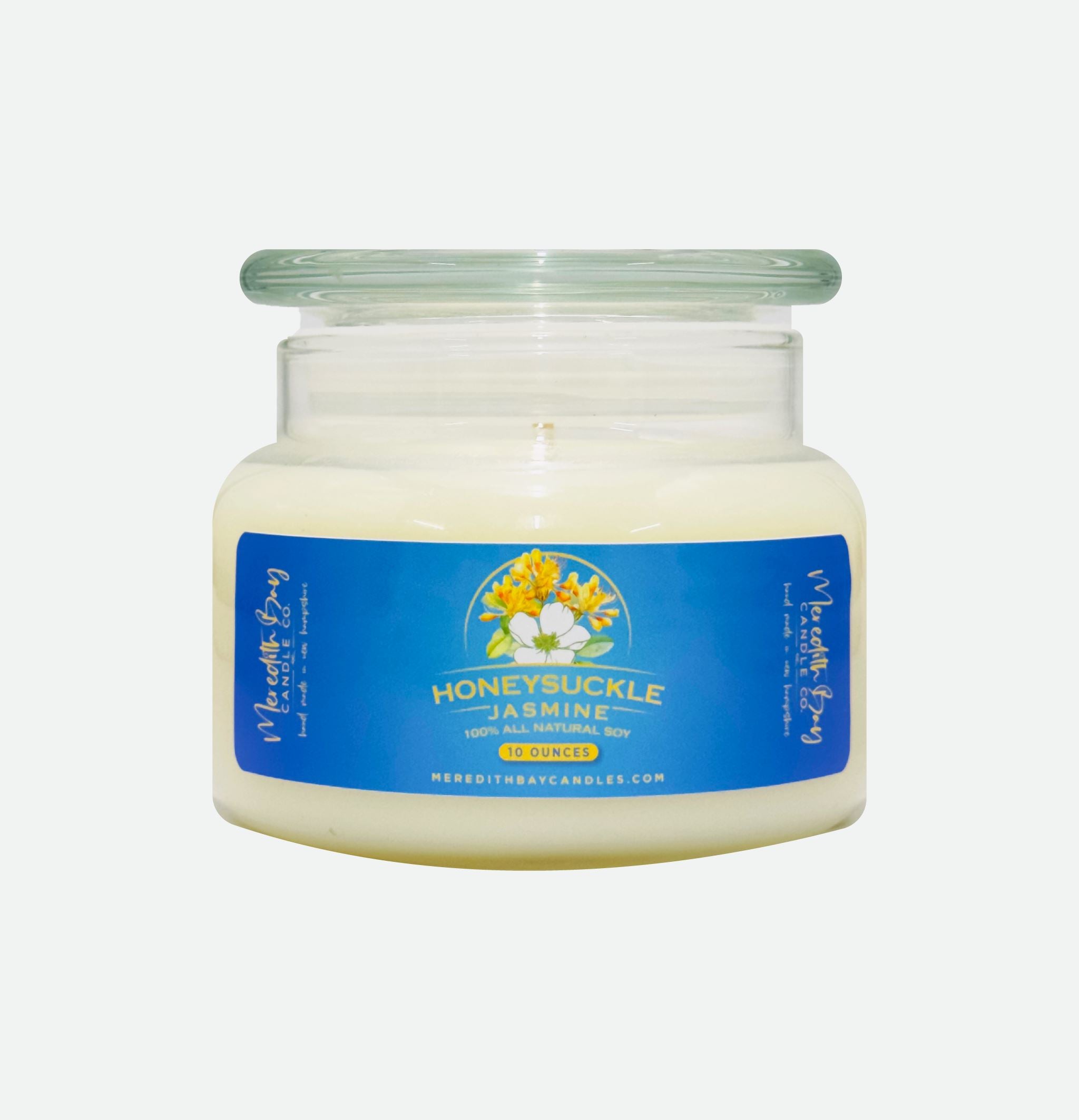 Honeysuckle Jasmine Soy Candle Meredith Bay Candle Co 10 Oz