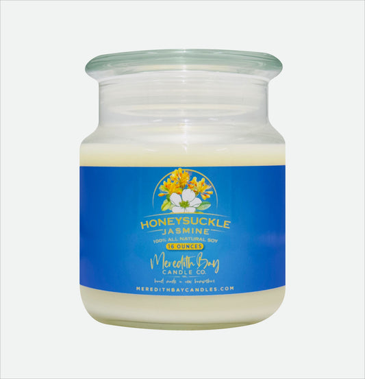 Honeysuckle Jasmine Soy Candle Meredith Bay Candle Co 16 Oz