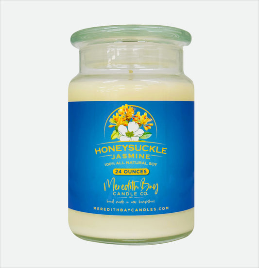 Honeysuckle Jasmine Soy Candle Meredith Bay Candle Co 24 Oz