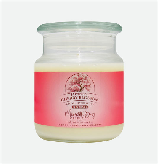 Japanese Cherry Blossom Soy Candle Meredith Bay Candle Co 16 Oz