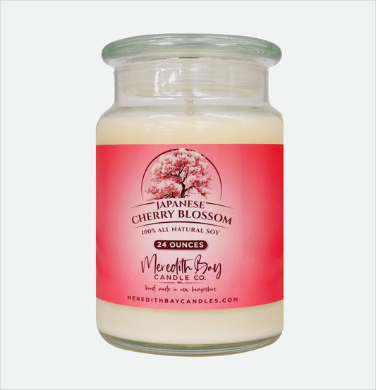 Japanese Cherry Blossom Soy Candle Meredith Bay Candle Co 24 Oz