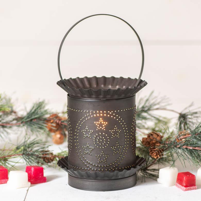 Jumbo Wax Warmer with Circle Star in Kettle Black Wax Warmer Irvins Tinware