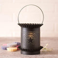 Load image into Gallery viewer, Jumbo Wax Warmer with Regular Star in Kettle Black Punched Tin Wax Warmer Irvins Tinware 
