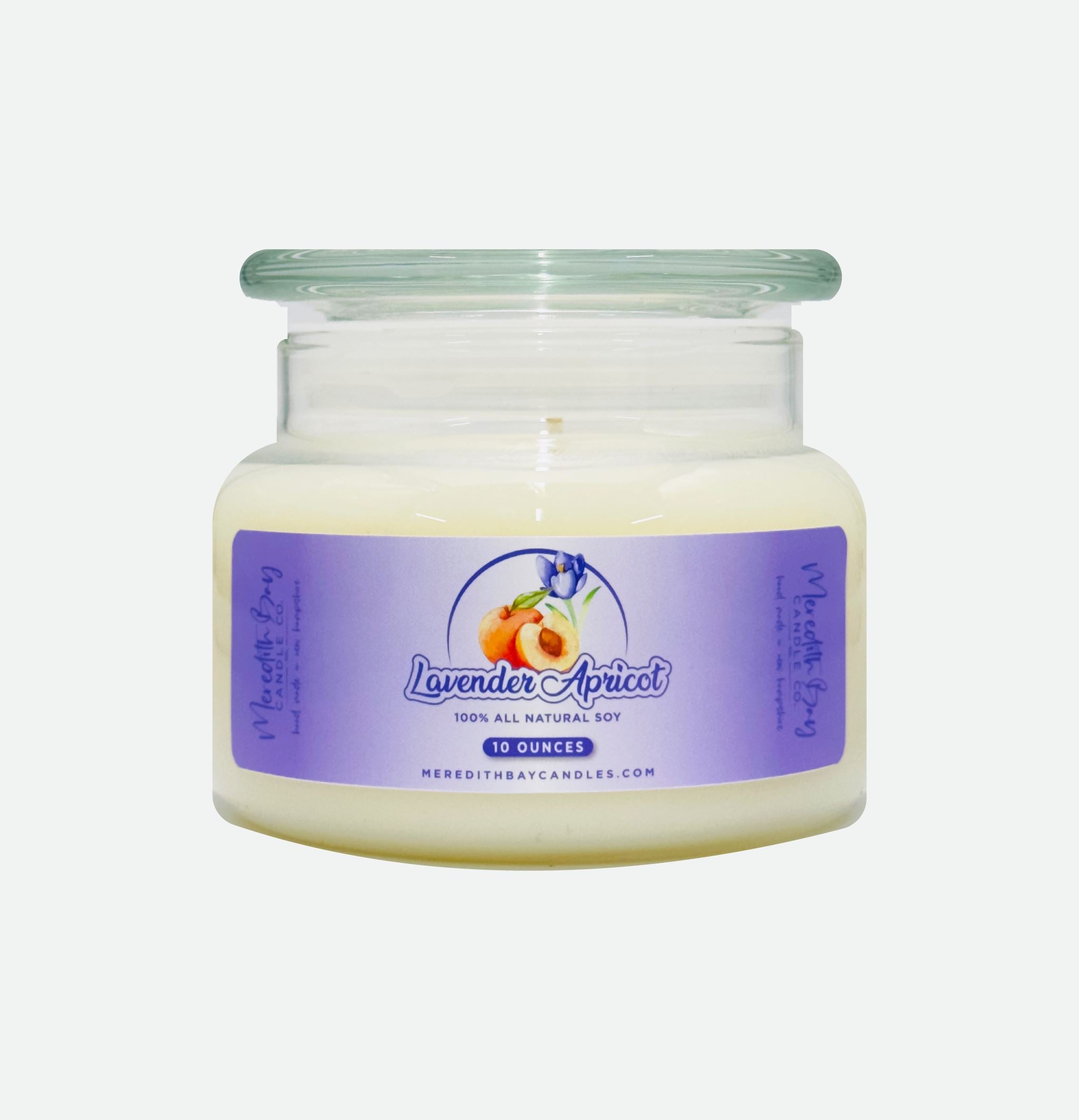 Lavender Apricot Soy Candle Meredith Bay Candle Co 10 Oz