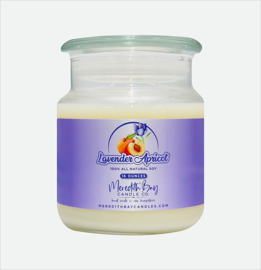 Lavender Apricot Soy Candle Meredith Bay Candle Co 16 Oz