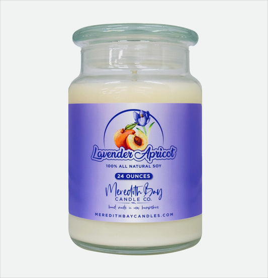Lavender Apricot Soy Candle Meredith Bay Candle Co 24 Oz