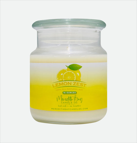 Lemon Zest Soy Candle Meredith Bay Candle Co 16 Oz