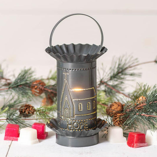 Mini Wax Warmer, Church House, Faith Hope Love in Country Tin Wax Warmer Irvins Tinware