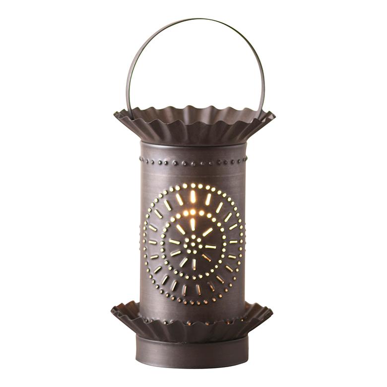 Mini Wax Warmer with Chisel in Kettle Black Punched Tin Wax Warmer Irvins Tinware