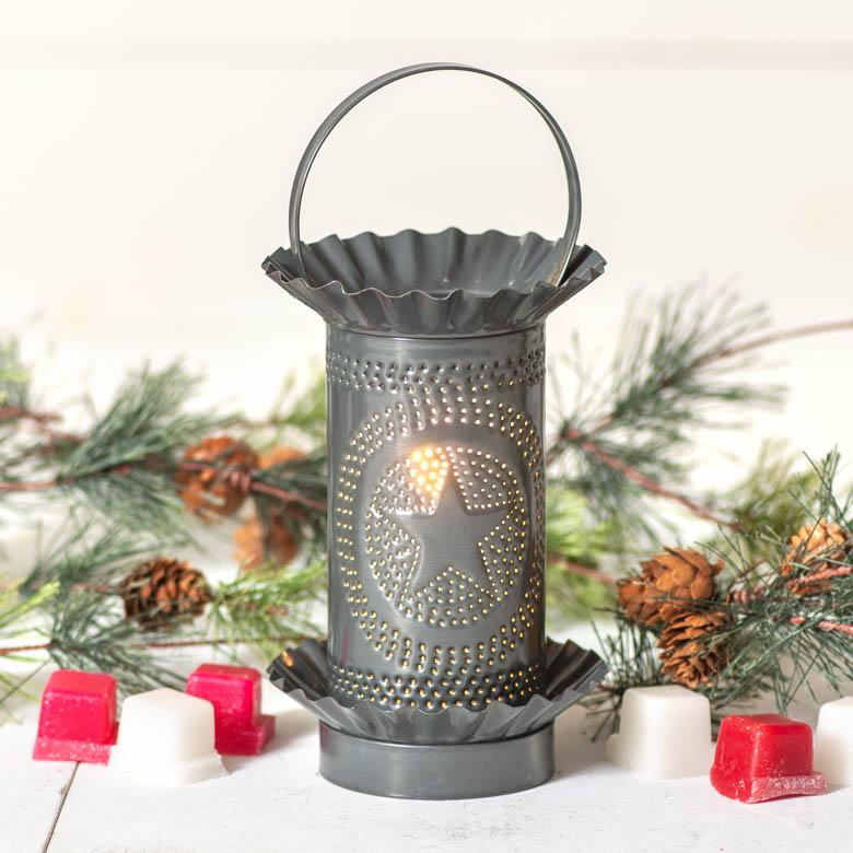 Country Tin Metal Candle Wax Warmer with Star - Tart Burner