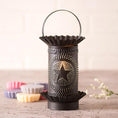 Load image into Gallery viewer, Mini Wax Warmer with Regular Star in Kettle Black Punched Tin Wax Warmer Irvins Tinware 
