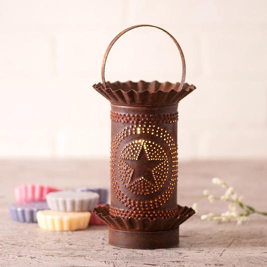 Mini Wax Warmer with Regular Star in Rustic Punched Tin Wax Warmer Irvins Tinware