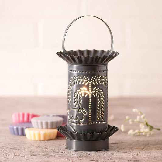 Mini Wax Warmer with Willow and Sheep in Country Tin Wax Warmer Irvins Tinware