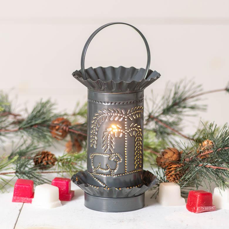 Mini Wax Warmer with Willow and Sheep in Country Tin Wax Warmer Irvins Tinware