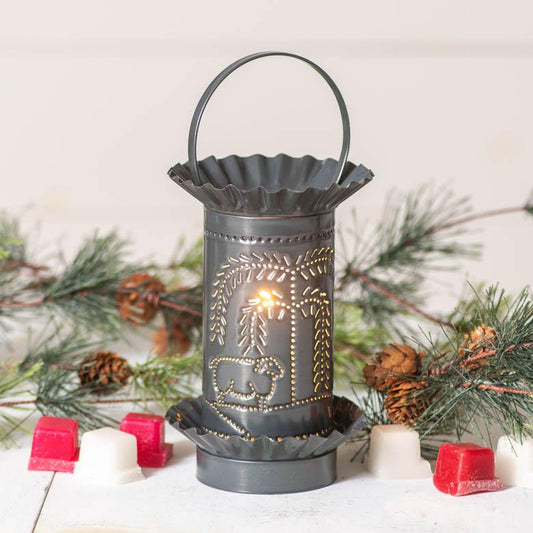 Mini Wax Warmer with Willow and Sheep in Country Tin Wax Warmer Irvins Tinware