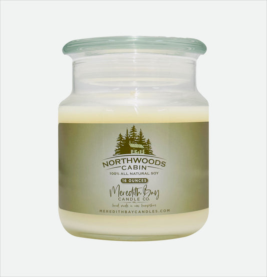 Northwoods Cabin Soy Candle Meredith Bay Candle Co 16 Oz
