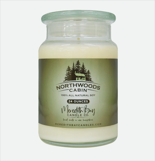 Northwoods Cabin Soy Candle Meredith Bay Candle Co 24 Oz