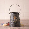 Load image into Gallery viewer, Original Wax Warmer in Smokey Black Punched Tin Wax Warmer Irvins Tinware