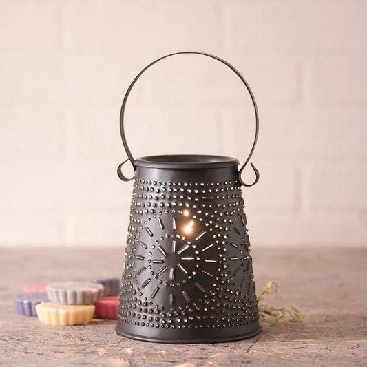 Original Wax Warmer in Smokey Black Punched Tin Wax Warmer Irvins Tinware