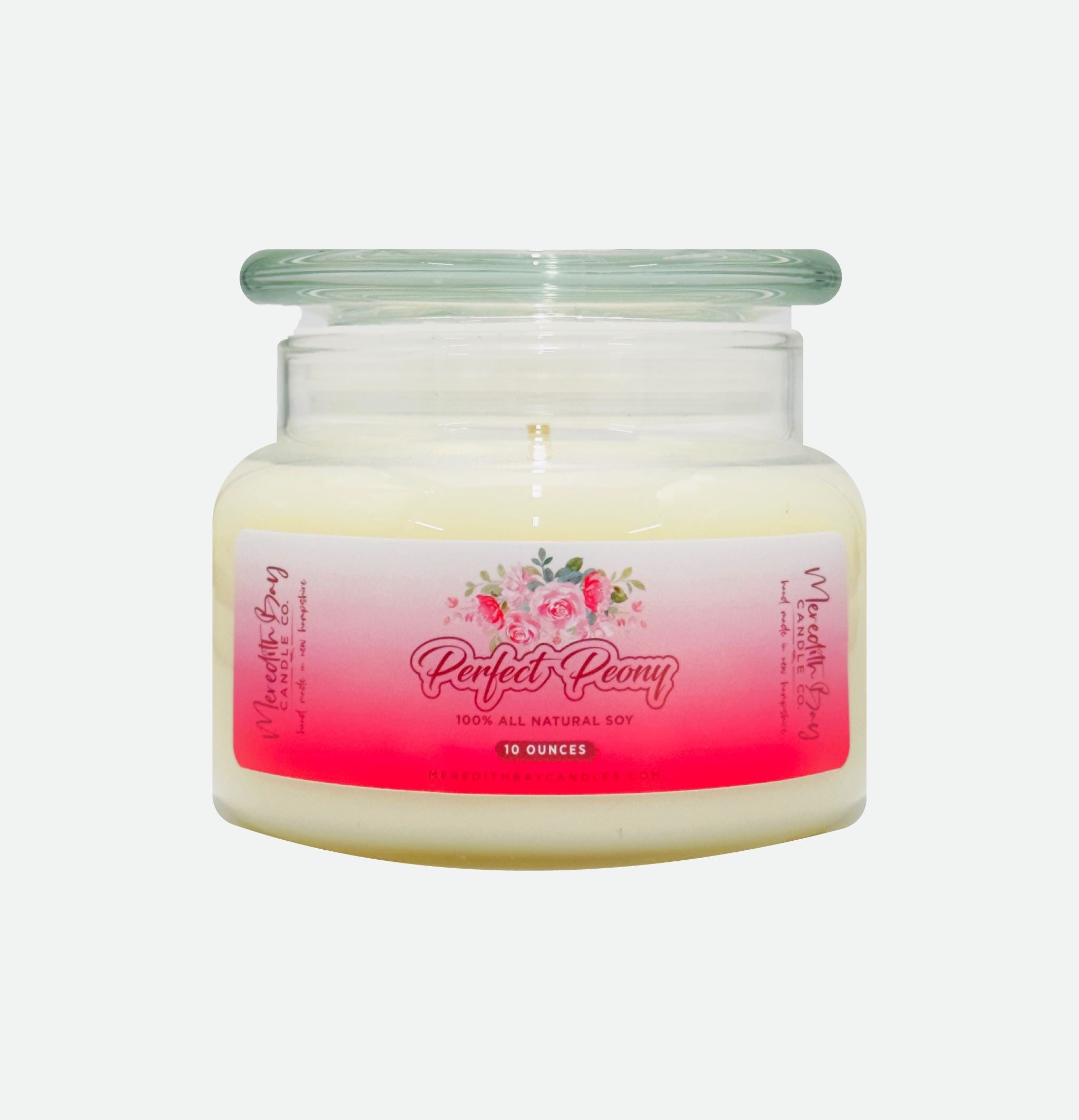 Perfect Peony Soy Candle Meredith Bay Candle Co 10 Oz