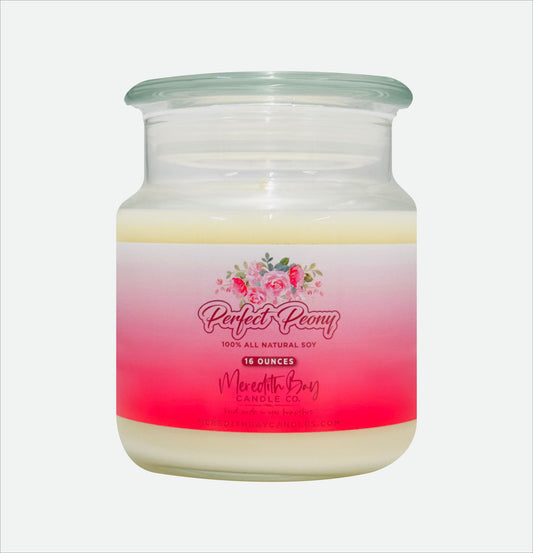 Perfect Peony Soy Candle Meredith Bay Candle Co 16 Oz