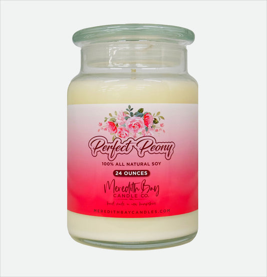 Perfect Peony Soy Candle Meredith Bay Candle Co 24 Oz