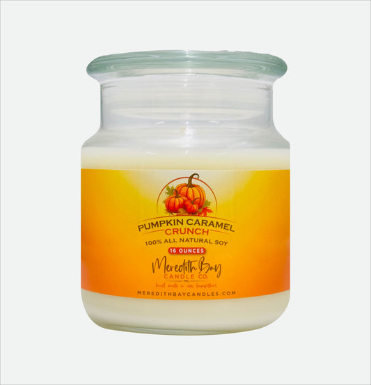 Pumpkin Caramel Crunch Soy Candle Meredith Bay Candle Co 16 Oz