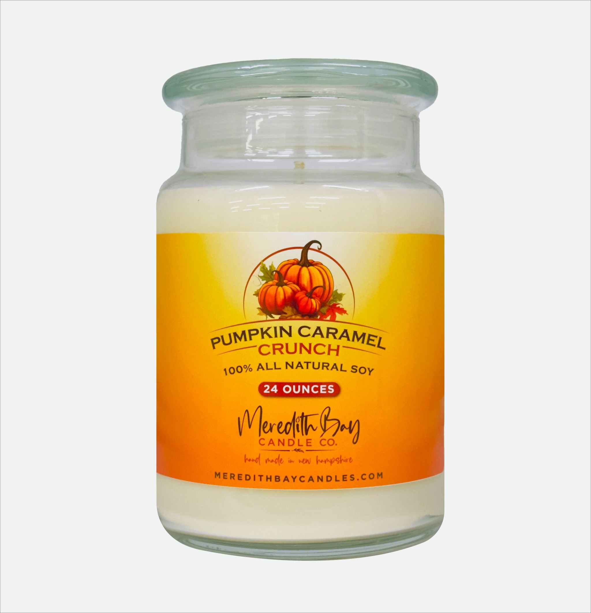 Pumpkin Caramel Crunch Soy Candle Meredith Bay Candle Co 24 Oz