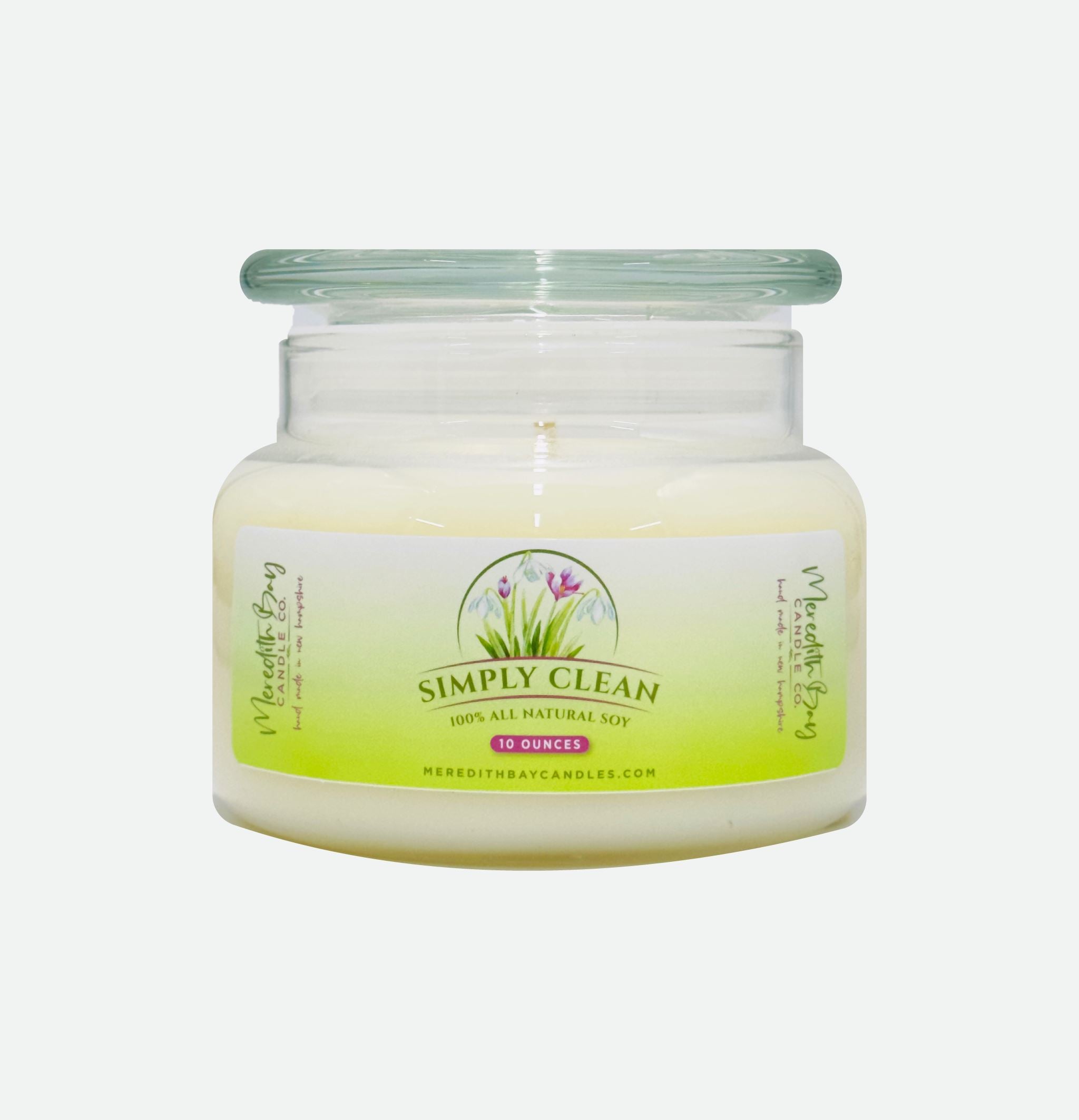Simply Clean Soy Candle Meredith Bay Candle Co 10 Oz