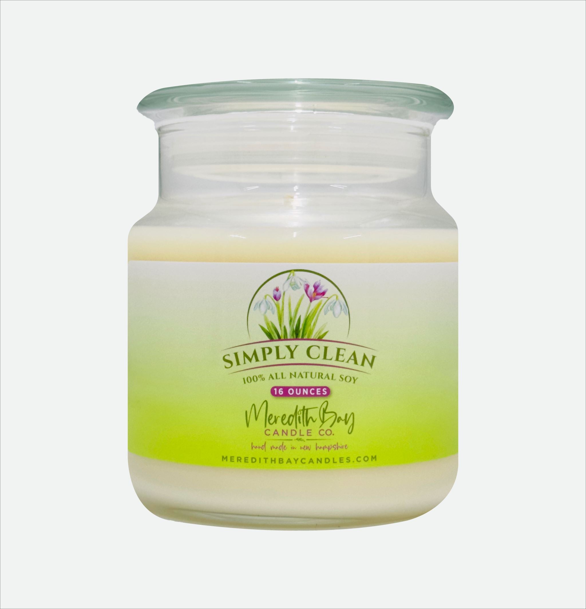 Simply Clean Soy Candle Meredith Bay Candle Co 16 Oz