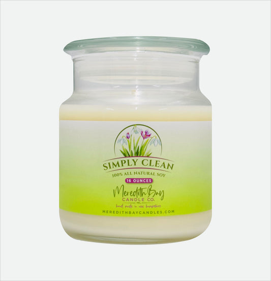 Simply Clean Soy Candle Meredith Bay Candle Co 16 Oz 