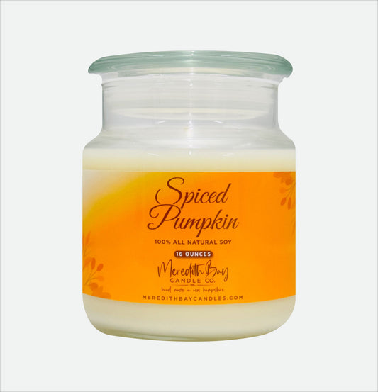 Spiced Pumpkin Soy Candle Meredith Bay Candle Co 16 Oz