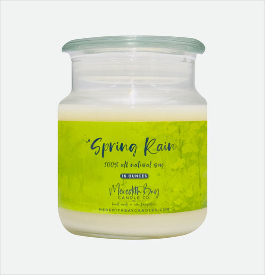 Spring Rain Soy Candle Meredith Bay Candle Co 16 Oz