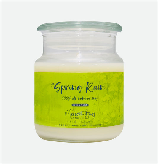 Spring Rain Soy Candle Meredith Bay Candle Co 16 Oz 
