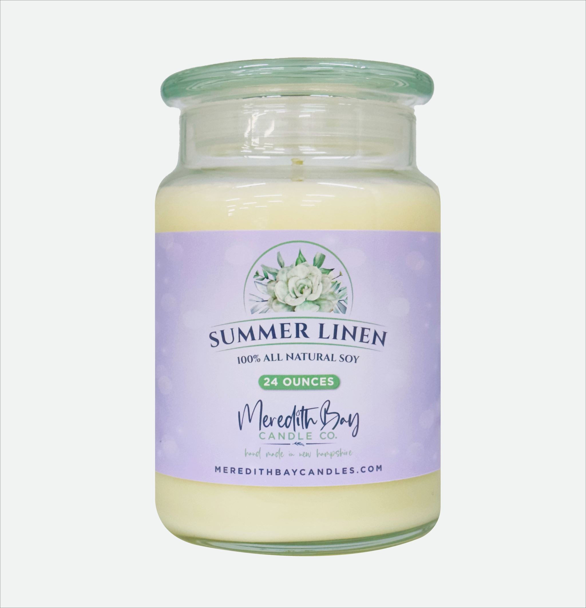 Summer Linen Soy Candle Meredith Bay Candle Co 24 Oz